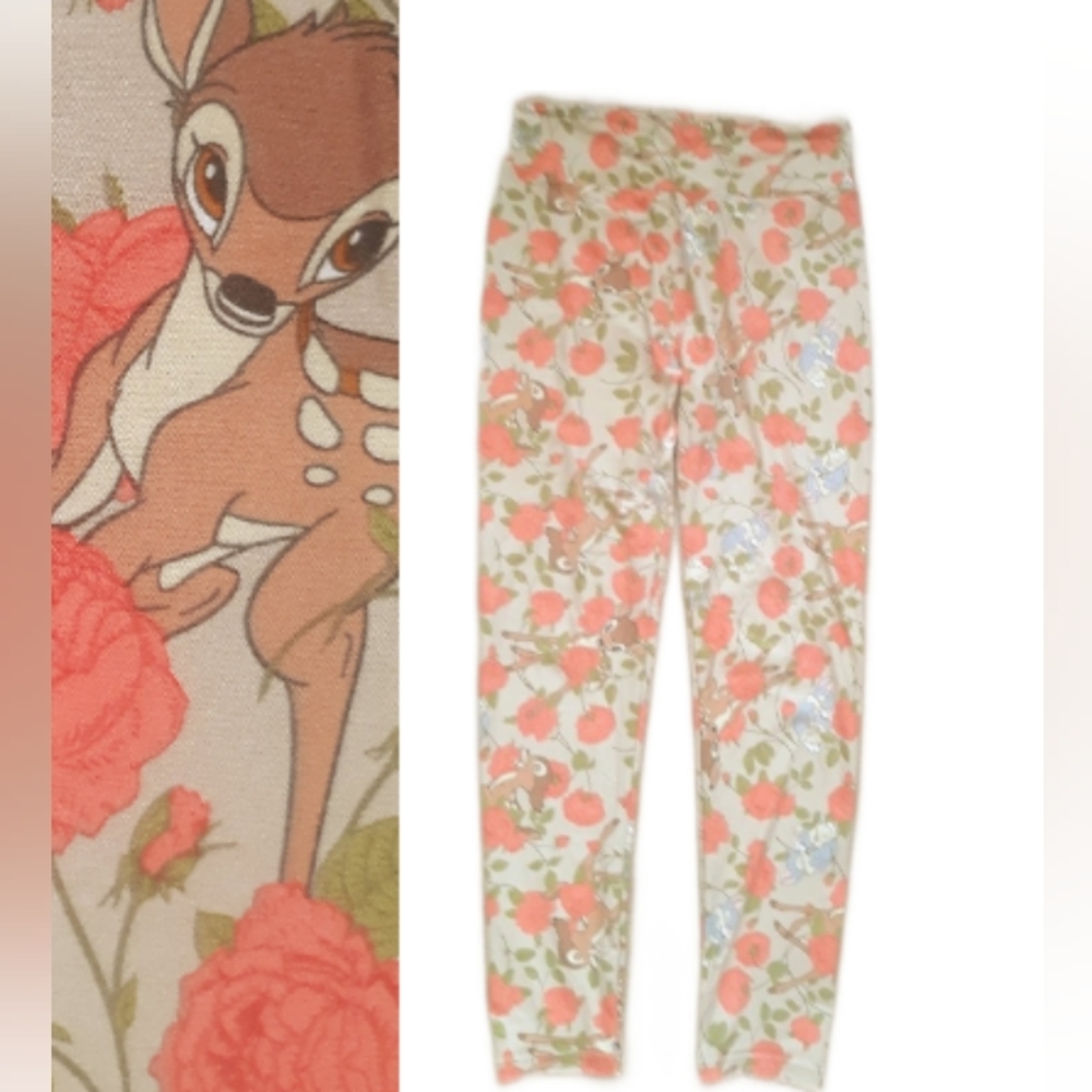 Disney LuLaRoe Bambi Thumper Floral Leggings - One Size Tan